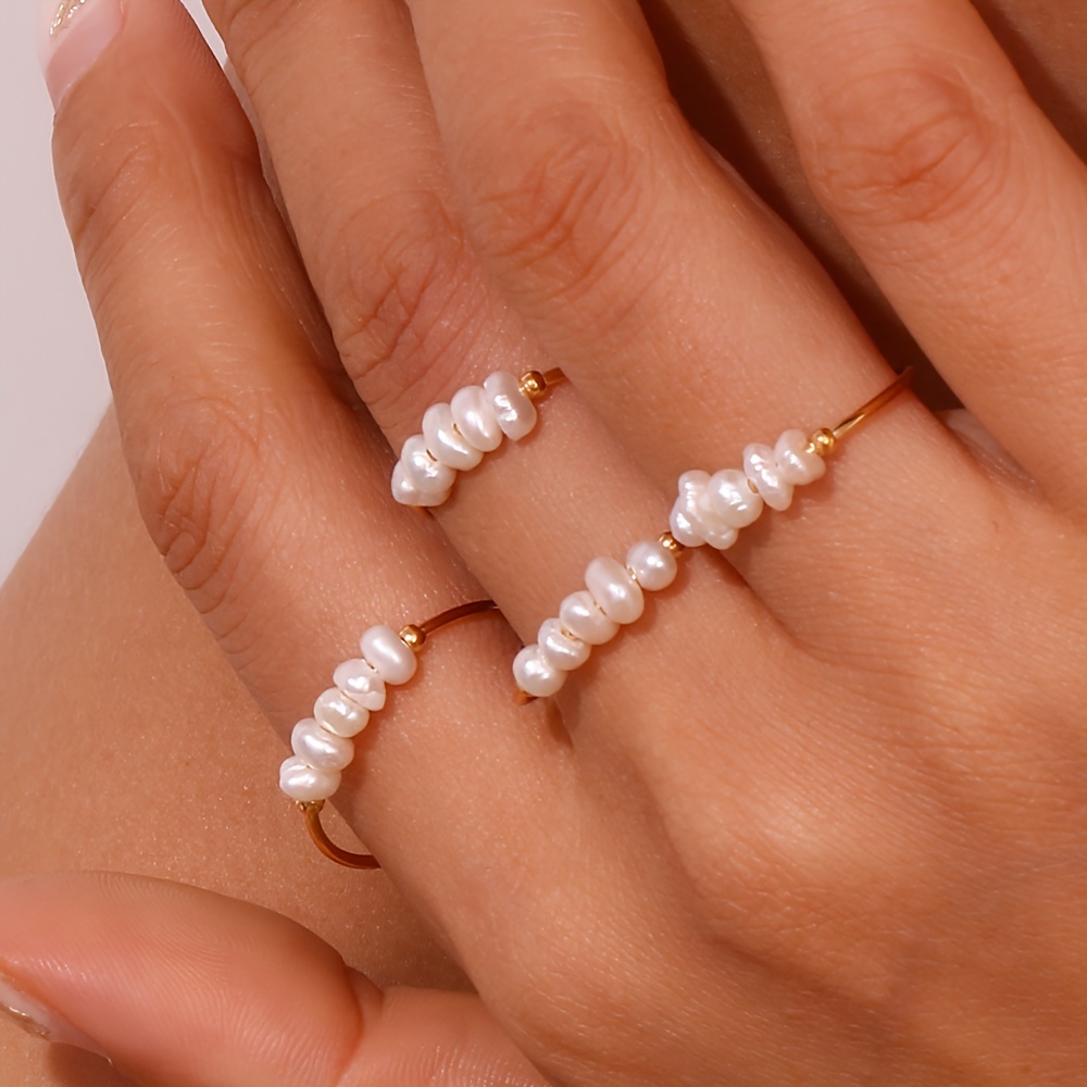 Boho Style 14K Gold Plated Pearl Ring for Everyday Wear